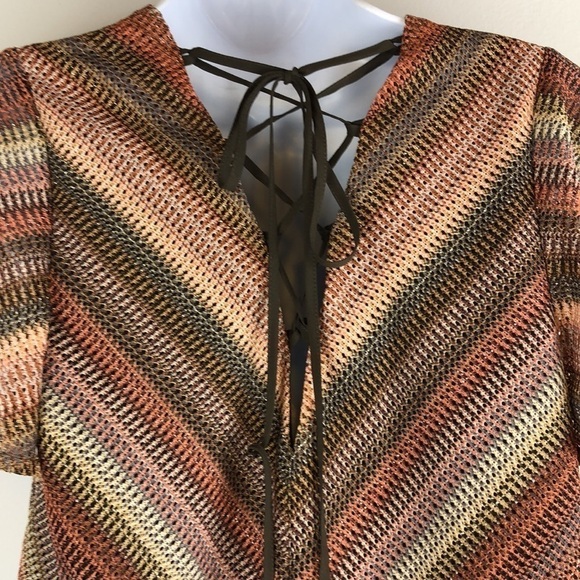 BCBGENERATION Mesh Lace Up Back Flutter Sleeve SM Relaxed Fit Girly Mini Dress - Picture 9 of 16